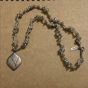 Holly Yashi Crochet and niobium pendant necklace!Silver and Gray Beaded Necklace